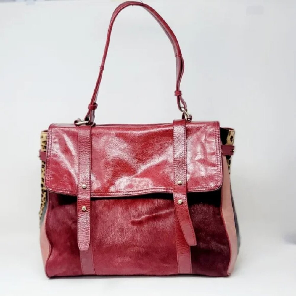 Aqua Madonna Leather Flap Handbag